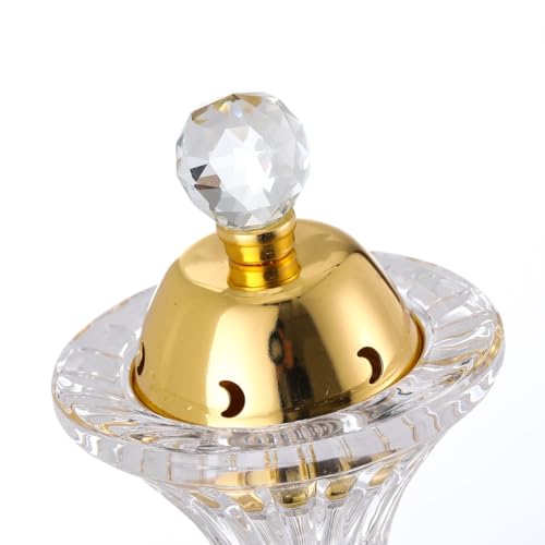 Luxury Crystal Incense Burner – Elegant Bakhoor & Frankincense Holder with Removable Gold Lid