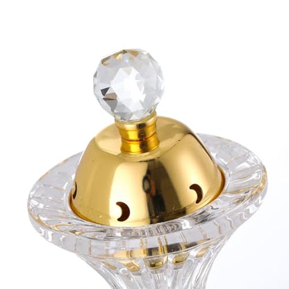 Luxury Crystal Incense Burner – Elegant Bakhoor & Frankincense Holder with Removable Gold Lid