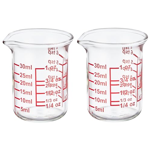 High Borosilicate Glass Measuring Cup with V-Shaped Spout, 30ml (1oz) | Pack of 2 – Precision Glass Measuring Cup for Kitchen & Bar - size: 30 ML/1 OZ(Pack of 2)
