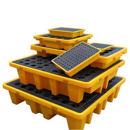 Modular Leak Platform/Grid Pads.Modular Spill Containment Tray - Durable Oil Drum Holding Platform, Leak-Proof Pallets for Safe Chemical Storage and Environmental Protection，（Yellow，72 * 72 * 16 - size: 72*72*16cm