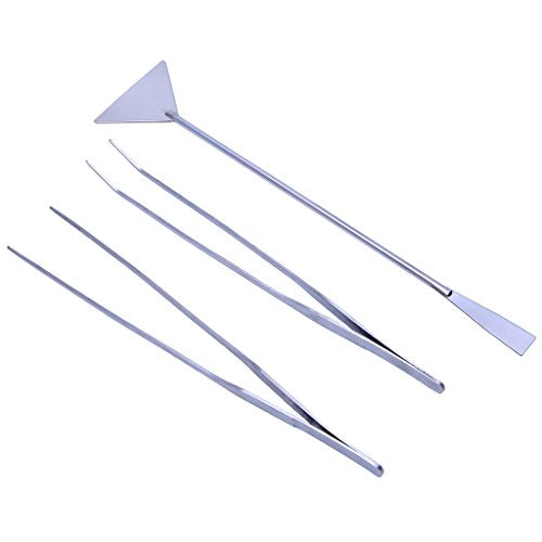3 Pieces Aquarium Tool Stainless Steel Tweezers Spatula Multi Functional Tools for Fish and Aquatic