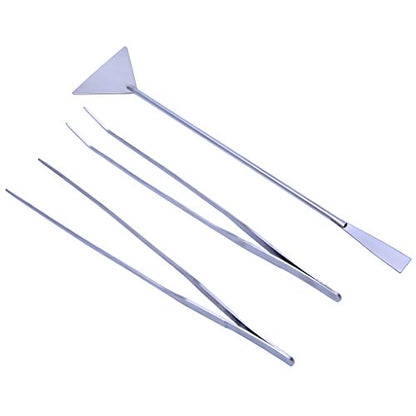 3 Pieces Aquarium Tool Stainless Steel Tweezers Spatula Multi Functional Tools for Fish and Aquatic