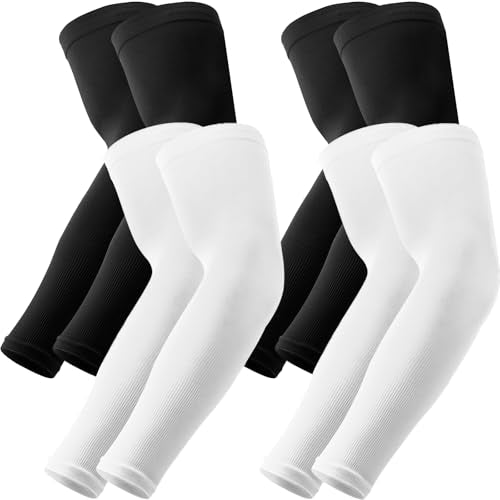 Arm Sleeves for Men/Women, Sun Sleeves UV Protection Volleyball - color: 4 Pairs: 2 Pairs Black, 2 Pairs White