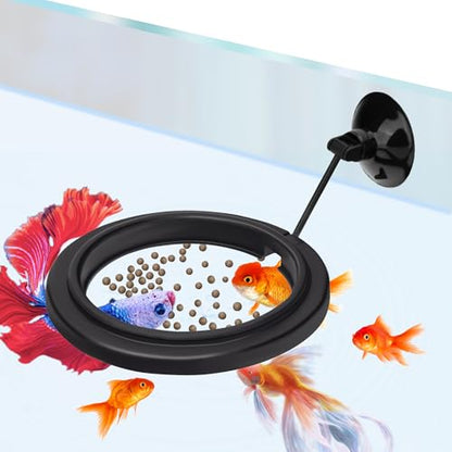 DaToo Small Fish Feeding Ring Round Mini Aquarium Feeder with Strong Suction Cup Floating Fish Feeder Ring for Betta Goldfish Guppy