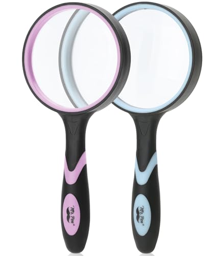 Mr. Pen- Magnifying Glass, 2 Pack, 5X Magnifier, 75mm Glass Lens | Magnifier for Reading for Close Work, Non-Slip Handheld Reading Magnifier for Kids and Seniors, Nature Exploration - color: Pastel, size: 5X Magnifier