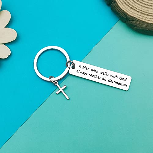 Dabihu Christian Gift Keychain Religious Gift Bible Verse Keyring Baptism Christmas Easter Birthday First Communion Gift - color: A Man Who Walks With God Keychain