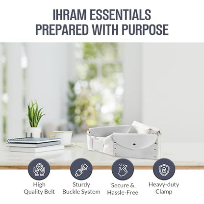 Premium Microfiber Ihram and Ihram Belt with Accessories for Hajj and Umrah Essentials - color: Ihram Waist Belt