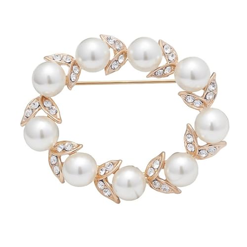 Chic Pearl Crystal Brooch Pins for Women Girls Fashion Shawl Pin Corsage Brooch Party Ceremony Accessories Dance Banquet Pins - color: LWA0007-12