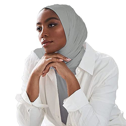 Soft Stretch Head Wrap Scarfs Long Turban Head Wrap Tie for Women - color: Light Grey
