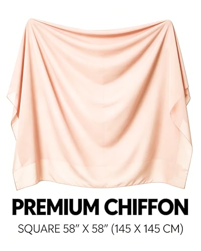 Lina & Lily Premium Chiffon Hijab Head Scarf Shawl Wrap for Muslim Women Square 58'' x 58'' - color: Peach