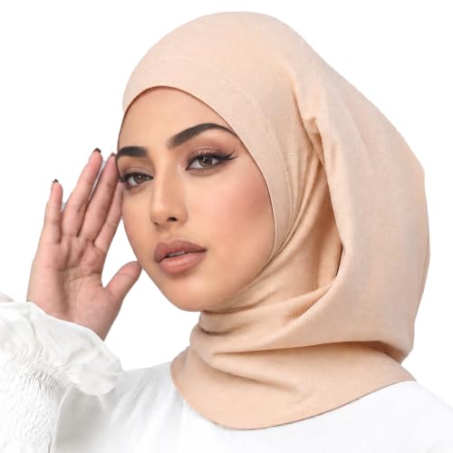 LMVERNA Hijab Undercap, Silky Mercerized Cotton Instant Premium Under Scarf - color: Beige
