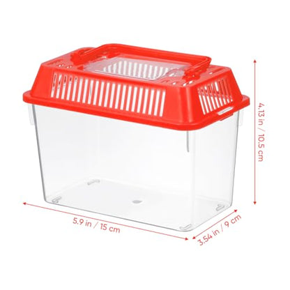 Mini Fish Tank Handheld Plastic Aquarium with Lid Clear Small Fish Bowl for Turtle and Pet Easy to Clean Portable Carry Handle 5.90 X 4.33 X 3.74 in