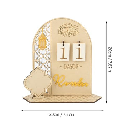 Ramadan Countdown Calendar Wooden Decorative Ornament DIY Eid Calendar Home Party Holiday Applicable Scene, Wooden Eid Mubarak Ornament Decorative DIY Ramadan Calendar Ornament