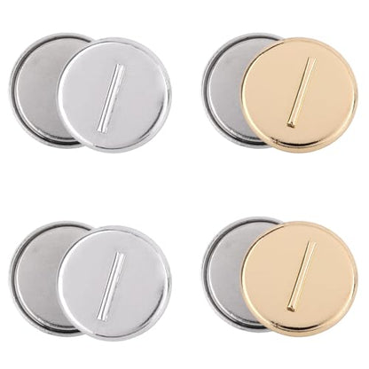 4 Pairs Dual Magnetic Mini Pin Brooch Converter, 0.79in/2cm Harm Free Metal Clothing Buckle Jewelry Pin Backs Lapel Brooch Holder for Scarves Shirts Thin Fabric (Silver, Gold)