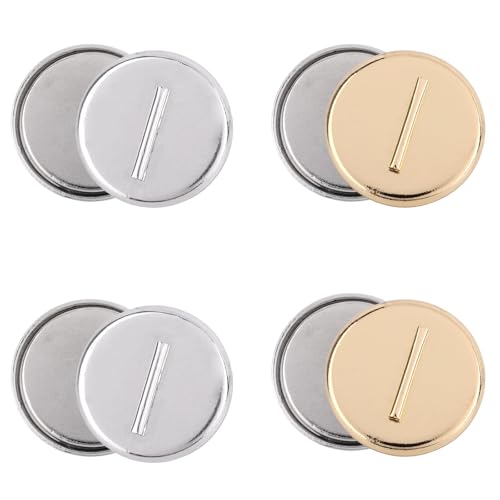 4 Pairs Dual Magnetic Mini Pin Brooch Converter, 0.79in/2cm Harm Free Metal Clothing Buckle Jewelry Pin Backs Lapel Brooch Holder for Scarves Shirts Thin Fabric (Silver, Gold)