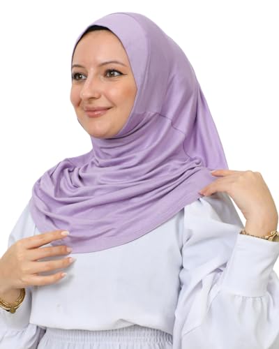 Prien Plain Ready To Wear Hijab for Women, Muslim Instant Turbans, Soft Jersey Scarf, Islamic Clothes, Long Hijabs, Abaya - color: Lilac