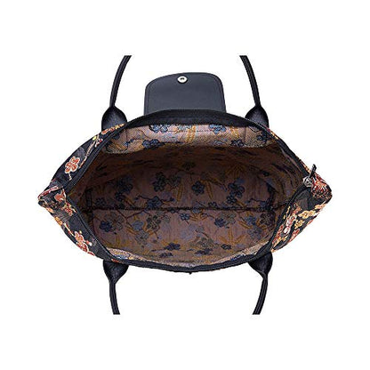 Signare Tapestry Foldable Tote Bag Reusable Shopping Bag Grocery Bag - color: Ume Sakura