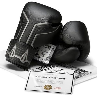 Hayabusa Marvel Hero Elite Boxing Gloves | Sparring and Training, Muay Thai Kickboxing, Fight Ready, Licensed Design, Padded Knuckle, 10oz 12oz 16oz, Men and Women - color: Black Panther, size: 16oz