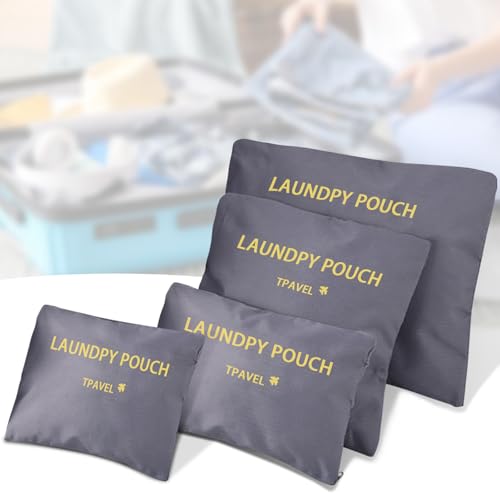 Travel Organizer 4 Set Travel Storage Bags Multi-functional Luggage Packing Organizers Traveling Zipper Pouch for Cosmetics Passport, Socks(Grey) - color: Grey