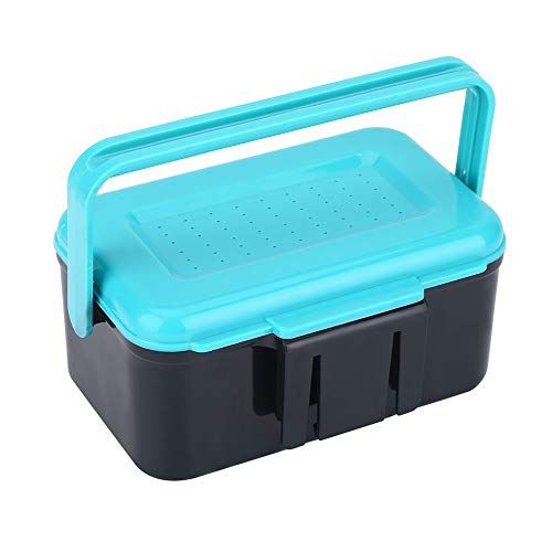 Fishing Lure Boxes, Portable Plastic Fishing Bait Holder Box with Carry Handle Waist Buckle 2 Compartments for Fishing Lovers