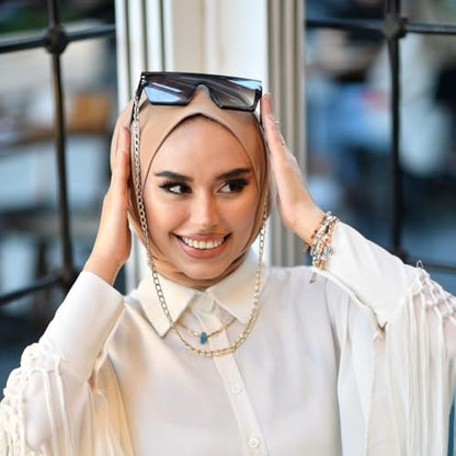 para life Snap Hijab for Women, Breathable Instant Hijabs|Standard Size Stretchable Cotton Sandy|Jersey Undercap - color: Light Brown