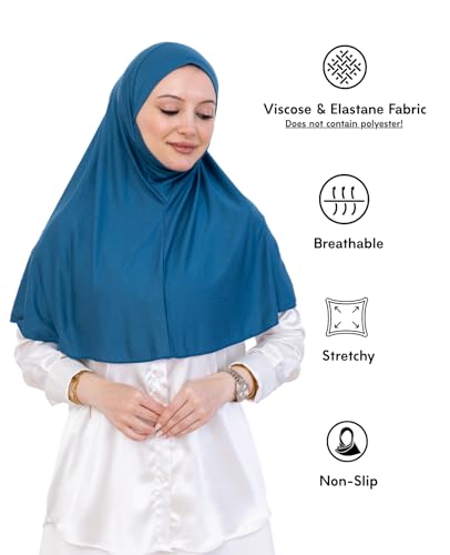 Prien Easy To Wear Hijab For Women, Muslim Instant Turban With Niqab, Islamic Clothes, Soft Scarf For Prayer, Abaya, Khimar - color: Turquoise