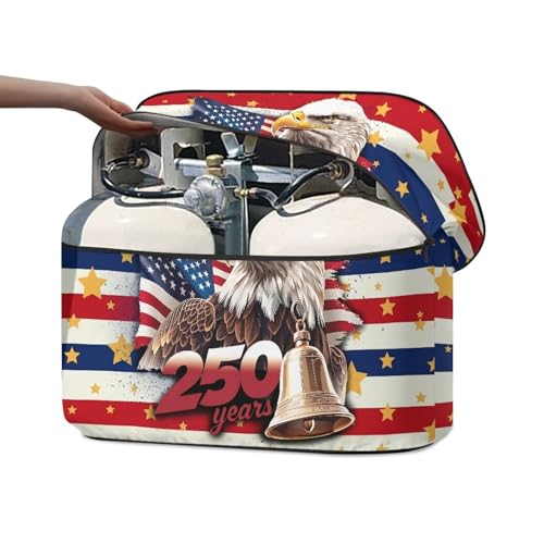 250th Anniversary USA Camper Dual 30lb RV Propane Tank Cover Travel Trailer Propane Tank Cover Waterproof Heavy Duty Propane Gas Cylinder Cover - color: 250th Anniversary USA, size: M(30LB)