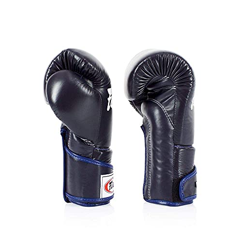 Fairtex BGV6 Angular Boxing Gloves, Locked Thumb Muay Thai MMA Kickboxing | Premium synthetic body with triple-layer foam padding. Joint protection and firm wrist support safeguard hands on heavy bags - color: Blue, size: 12oz