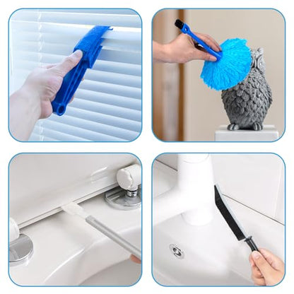 Microfiber Duster Kit 25pcs with 30 to 100 Inches Extension Pole and Baseboard Cleaner Tool, Washable and Bendable Feather Duster for Cleaning Ceiling Fans, High Ceilings, Cobwebs, Blinds,Grey - size: 25pcs