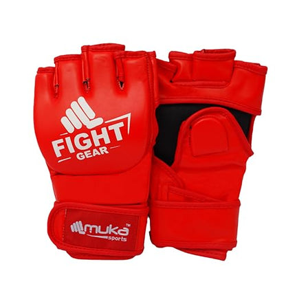 MMA Gloves Men - Open Palm Punching Bag Gloves – Synthetic Leather Martial Arts Boxing Gloves for Men and Women - Workout Gloves for Grappling, Sparring, Muay Thai & Kickboxing - color: Red