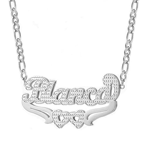 Custom Name Necklace Double Plated Name Necklace Personalized Name Plate Necklaces Name Necklaces for Women 18k Gold Plated Nameplate Pendant - color: Style 1544