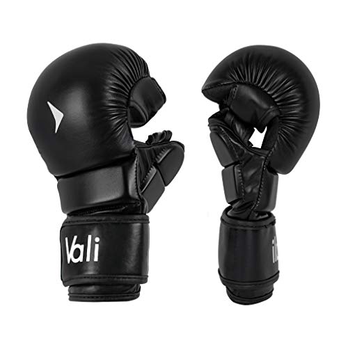 Vali MMA Hybrid Gloves Shooter for Sparring Grappling Training in Martial Arts - color: Black, size: Large-X-Large