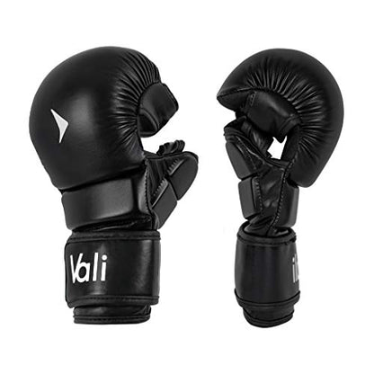Vali MMA Hybrid Gloves Shooter for Sparring Grappling Training in Martial Arts - color: Black, size: Large-X-Large