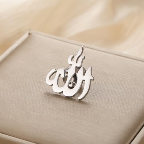 Dreamtimes Islamic Allah Ayatul Kursi Stainless Steel Brooch Pin for Men- Elegant Hijab Pin Muslim Women Jewelry Durable Quran Pendant for Prayer Gift for Eid & Ramadan - color: Silver-3