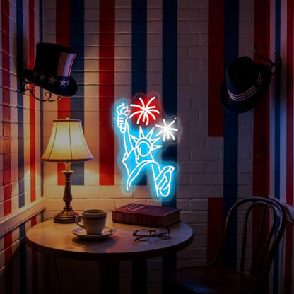 Statue Of Liberty Neon Sign Patriotic Holiday Wall Decor-10.9" x 16.9" - color: Statue of Liberty