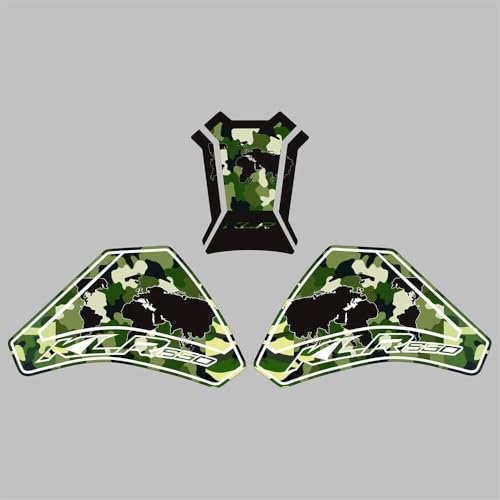 KLR650 Tank PAD Front Side Tank Pad Fuel Stickers Compatible with Klr650 2022-2025 3D Gel Tank Fuel Gip Decal KLR650 Sticker Pad(Camouflage) - color: 144 Camouflage
