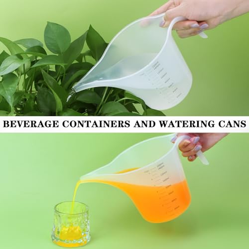 4 Pack 1500ml/50oz Long Spout Funnel Pitcher with Stirring Rods – Measuring Cups for Resin, Paint, Epoxy, Crafts, Soap Making, Durable and Easy to Pour, Great for Mixing, Measuring, Transfer Tasks