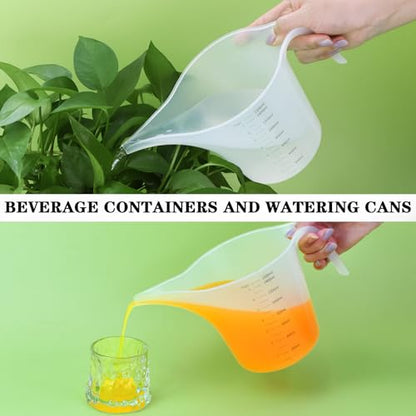 4 Pack 1500ml/50oz Long Spout Funnel Pitcher with Stirring Rods – Measuring Cups for Resin, Paint, Epoxy, Crafts, Soap Making, Durable and Easy to Pour, Great for Mixing, Measuring, Transfer Tasks