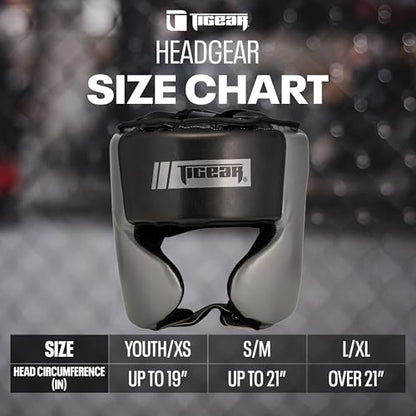 TIGEAR Slate Pro-Style Boxing Headgear | Open-Face MMA Headgear for Sparring, Muay Thai, Kickboxing, and Martial Arts | Lightweight, Maximum Visibility, Moisture-Wicking Liner - size: YOUTH/XS