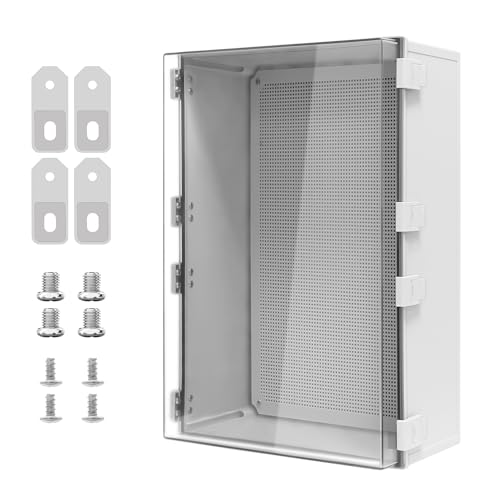 Electrical Box, IP65 Waterproof Dustproof ABS Plastic Enclosure, Outdoor and Indoor Project Box Hinged Clear Cover with Mounting Plate Wall Brackets,Outer Dimension 23.6"x 15.7" x 8.7", Grey - size: 23.6"x 15.7" x 8.7" (1pc)
