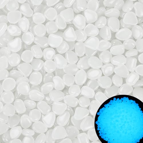 1000pcs Glow in The Dark White Stones Luminous Stones Glow in The Dark Rocks Outdoor White Rocks Luminous Stones for Fish Tank Aquarium Driveway Walkway,White - size: 1000, style: White