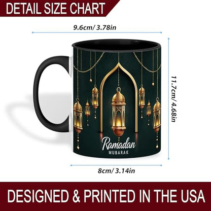 Golden Lantern Ramadan Mug, Islamic Coffee Mug, Ramadan Mubarak Gift, Muslim Tea Cup, Eid Celebration Drinkware, Elegant Islamic Decor, Gold Hanging Lanterns, Ceramic Cup for Home and Office