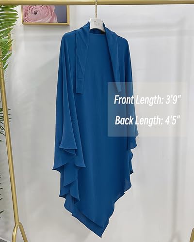 Muslim Prayer Abaya Islamic Women's Khimar Pure Color Hijab Dress Long Sleeve Dubai Kaftan - color: Foggybluehijab
