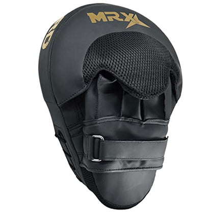 MRX Gel Tech Boxing Hook & Jab Pads MMA Focus Punching Mitts Training Thai Kick Strike Shield Curved Black/White - color: Black/Golden