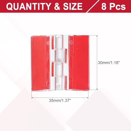 MECCANIXITY Small Acrylic Hinges Plastic Self-Adhesive Clear Hinge 35 x 30mm Continuous Piano Folding Hinges for Aquarium Lid Crafts Display Stand Pack of 8 Transparent - size: 35 x 30mm