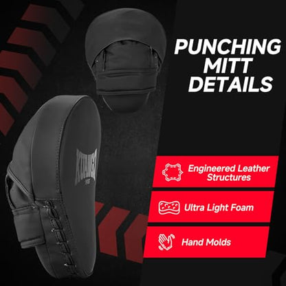 Boxing Pads Curved Focus Mitts, Training Pads,MMA Muay Thai Kickboxing Coaching Martial Arts Punching Hand Target Strike Shield & Boxing Mitts - color: Black