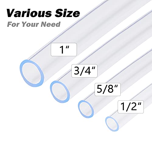 DAVCO 1" ID - 10 ft Clear Vinyl Tubing with 2 Stainless Clamps, Low Pressure Flexible PVC Tube, Heavy Duty UV Chemical Resistant Lightweight Plastic Vinyl Hose, BPA Free and Non Toxic - size: 1"ID, style: 10 Feet