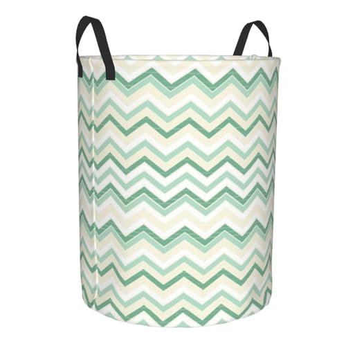 Aqua Blurry Abstract Zig Zag Print Round Waterproof Oxford Cloth Laundry Basket Multi-Purpose Storage Basket Toys Books Clothes Storage Basket - color: Black 10