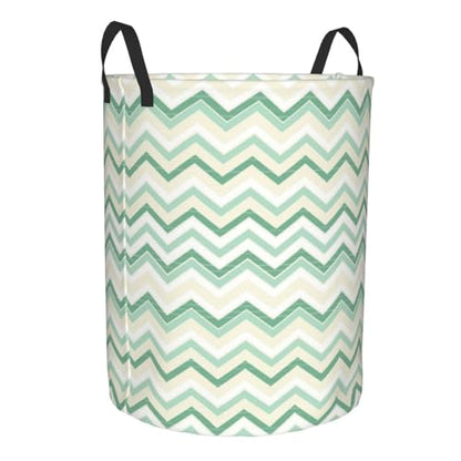 Aqua Blurry Abstract Zig Zag Print Round Waterproof Oxford Cloth Laundry Basket Multi-Purpose Storage Basket Toys Books Clothes Storage Basket - color: Black 10