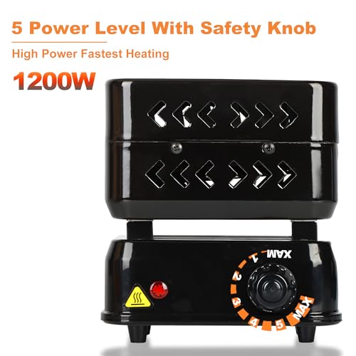 Charcoal Burner 360°Faster Heating Electric Stove Coconut Coal Starter 1 Heating Zones with Stainless Detachable Tongs, 1200W High Power Cube Coil Multipurpose Burners Fire Starters - color: black-1